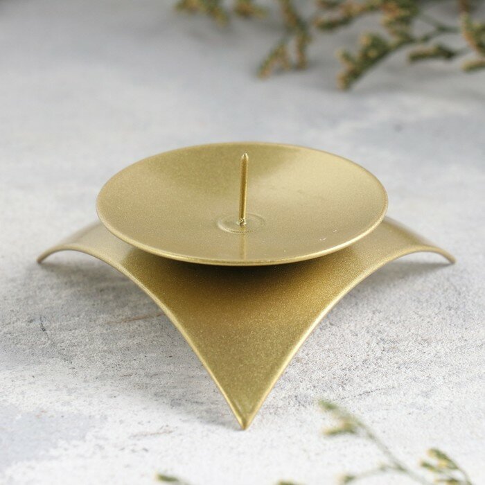 Подсвечник "Звездочка" металл на одну свечу, 9х3,5 см, золотой - фотография № 2