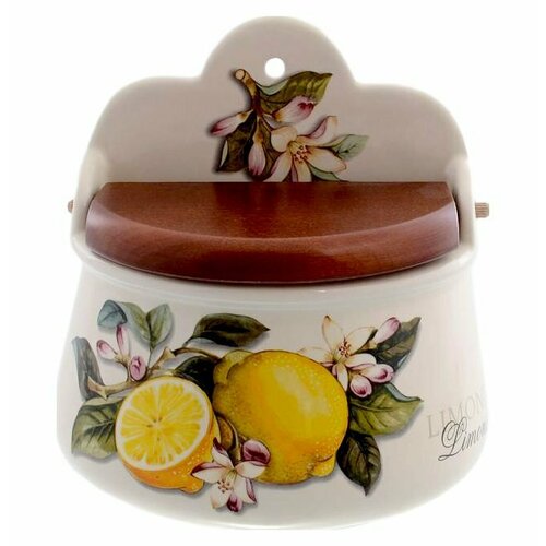 Банка для сыпучих продуктов 18 см с деревянной крышкой Artigianato Ceramico by Caroline 