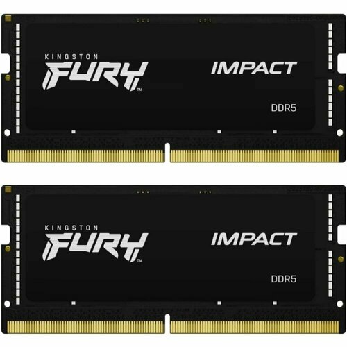 Оперативная память 16Gb DDR5 4800MHz Kingston Fury Impact SO-DIMM (2x8Gb KIT) (KF548S38IBK2-16) оперативная память 16gb kingston fury impact kf426s15ibk2 16 ddr4 so dimm 2666mhz 2x8gb kit