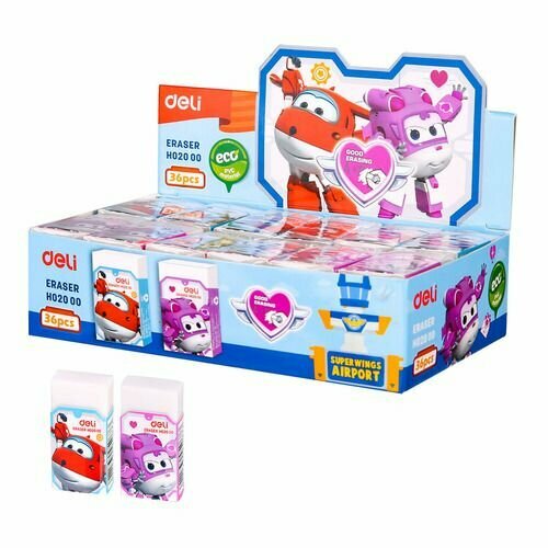 Ластик Deli Super Wings EH02000, 45x25x12мм , белый deli ластик offi eh03010 белый 1