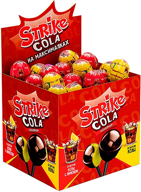 Strike, карамель на палочке Cola на максималках, 11 грамм