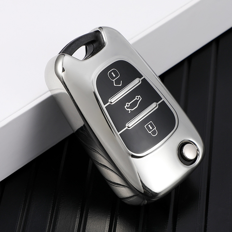 Защитный чехол MyPads для автомобильных ключей Hyundai Tucson Solaris Sonata Hybrid Nexo Nx4 Grand Santa Fe ix35 серебристый