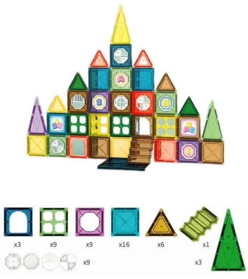 Конструктор магнитный MAGNETIC BUILDING TILES 56 деталей DK TOYS J001