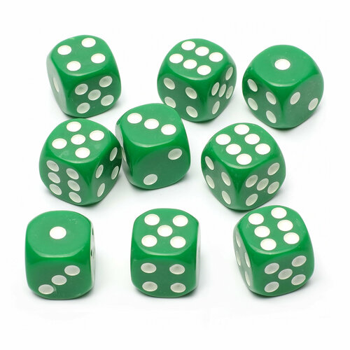 Набор кубиков Stuff-Pro Dice STUFF-PRO d6 (10 шт, 16мм, стандарт) зеленые