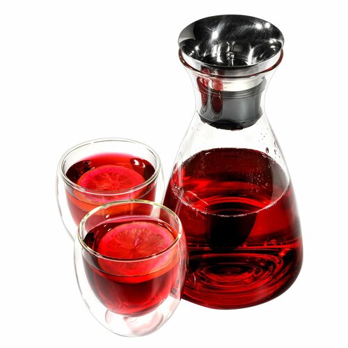 Набор чайный. Кувшин Пуровер 1000 мл, арт. 05094 + Стакан Киото 250 мл (2 шт.), арт. 05133