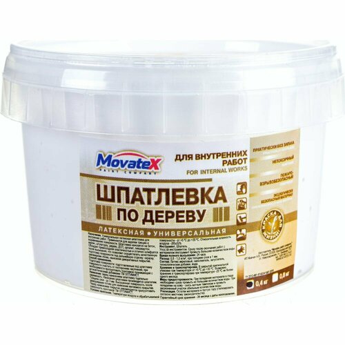 Movatex Шпаклевка по дереву белая 0,4кг Т02353 movatex шпаклевка финишная абс 3 кг т02392