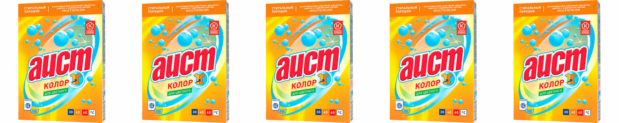 фото Стиральный порошок, Аист, колор, автомат+ручная стирка, для цветного белья, 400 г, 5 шт