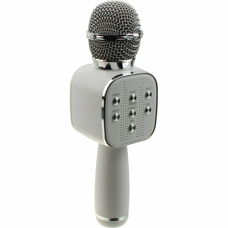 Микрофон караоке V669 Magic Karaoke c Bluetooth white silver