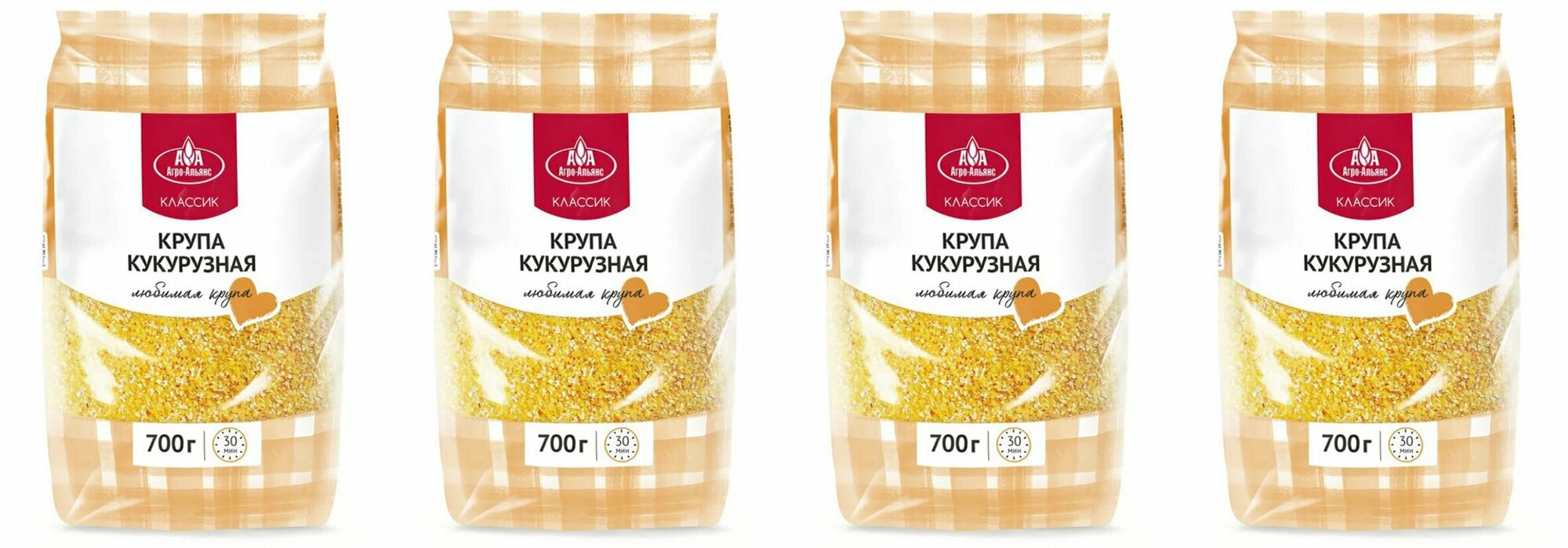 Агро-Альянс Крупа кукурузная Классик, 700 г, 4 уп