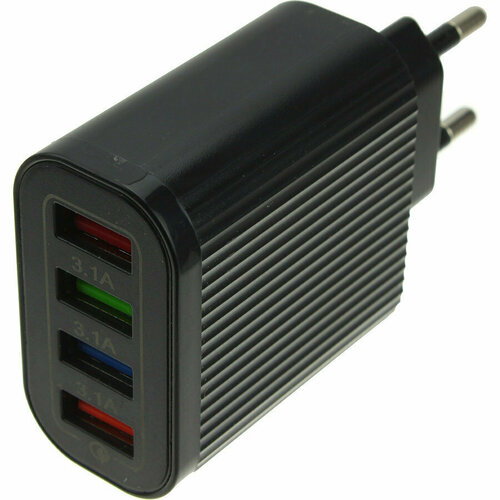 Зарядное устройство вход 220В/выход 4USB(G) 5В 3,5А; 9В 2А; 12В 1,5А черный