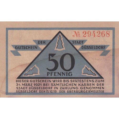 Германия (Веймарская Республика) Дюссельдорф 50 пфеннигов 1919 г.