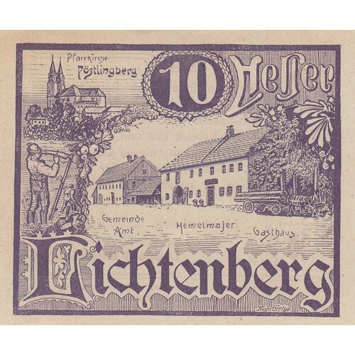 Австрия, Лихтенберг 10 геллеров 1920 г. австрия лихтенберг 50 геллеров 1920 г 2
