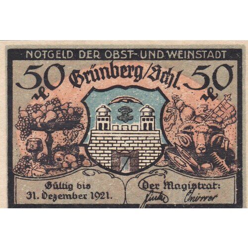 Германия (Веймарская Республика) Грюнберг 50 пфеннигов 1921 г. (Вид 3) германия веймарская республика грюнберг 50 пфеннигов 1921 г