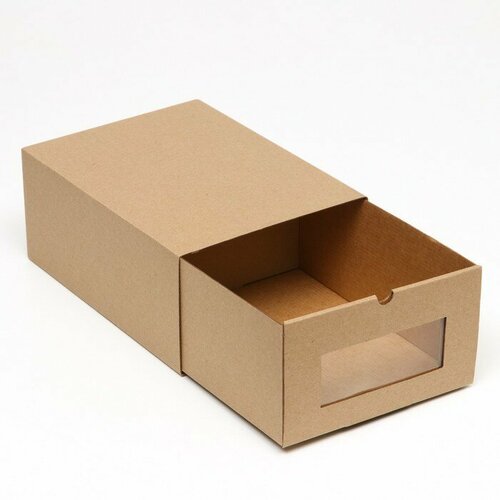 Коробка пенал для обуви, бурая, 25 х 19 х 11 см (5 шт)