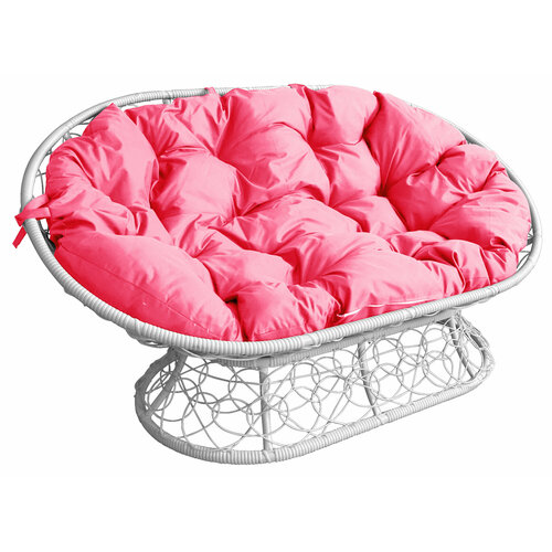 Диван Мамасан с ротангом белое / розовая подушка M-Group стол m group мамасан овальный белый с ротангом