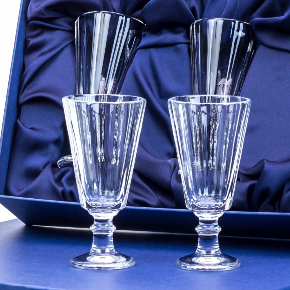 фото Набор хрустальных граненых рюмок в подарочной коробке