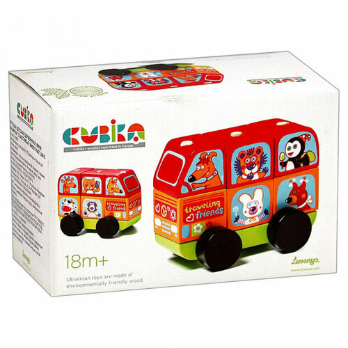 Деревянный конструктор «Автобус» 7 деталей, CUBIKA