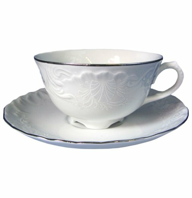 фото Чайная пара 220 мл 1 шт Cmielow "Рококо /Платиновый узор" / 112056