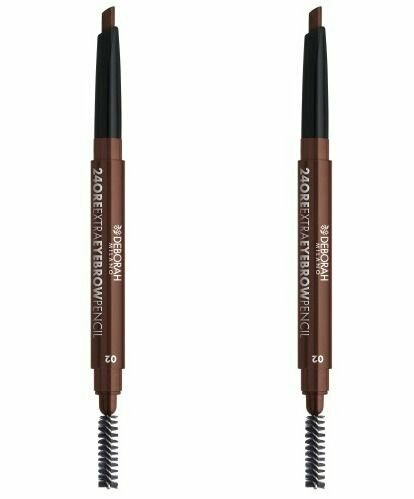 Карандаш-стайлер для бровей стойкий, Deborah Milano, 24Ore Extra Eyebrow Pencil тон 02 средний, 0.22 г, 2 шт
