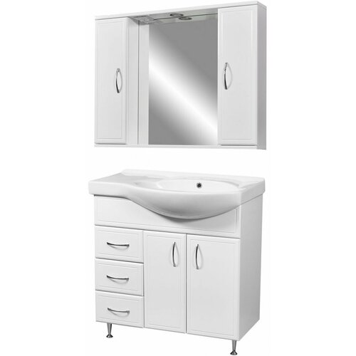 Мебель для ванной Stella Polar Концепт 80 L 3 ящика (тумба с раковиной + зеркало)