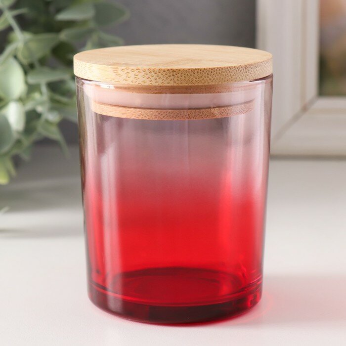 фото Банка для свечей с крышкой "Красный градиент" 220 мл 7х7х8,4 см