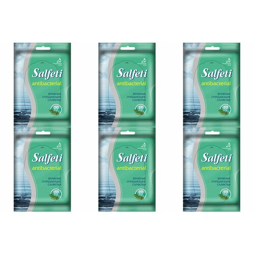 SALFETI Салфетки влажные для рук Антибактериальные, 20 шт, 6 уп