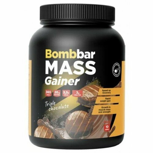 bombbar mass gainer 1000г тройной шоколад Bombbar Mass GAINER 1000 gr, 10 порции(й), тройной шоколад