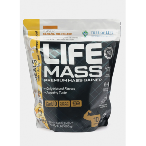 Life Mass Premium Mass Gainer 1000 gr, 10 порции(й), банановый молочный коктейль