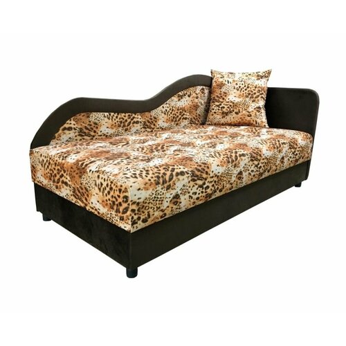Тахта кушетка Лаура флок Леопард Правый 100 см желтый, коричневый