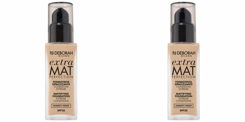 Тональная основа, Deborah Milano, Extra Mat Perfection Mattifying Foundation, тон 00 слоновая кость, 30 мл, 2 шт