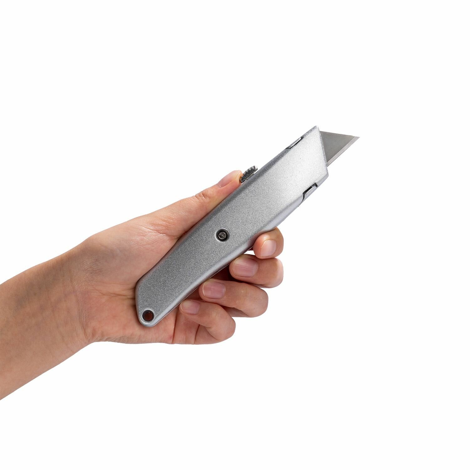 Универсальный строительный нож с Т-образным лезвием Deli DL4260 19мм (длина 153мм, 3 лезвия SK5 в комплекте, алюминиевый корпус)