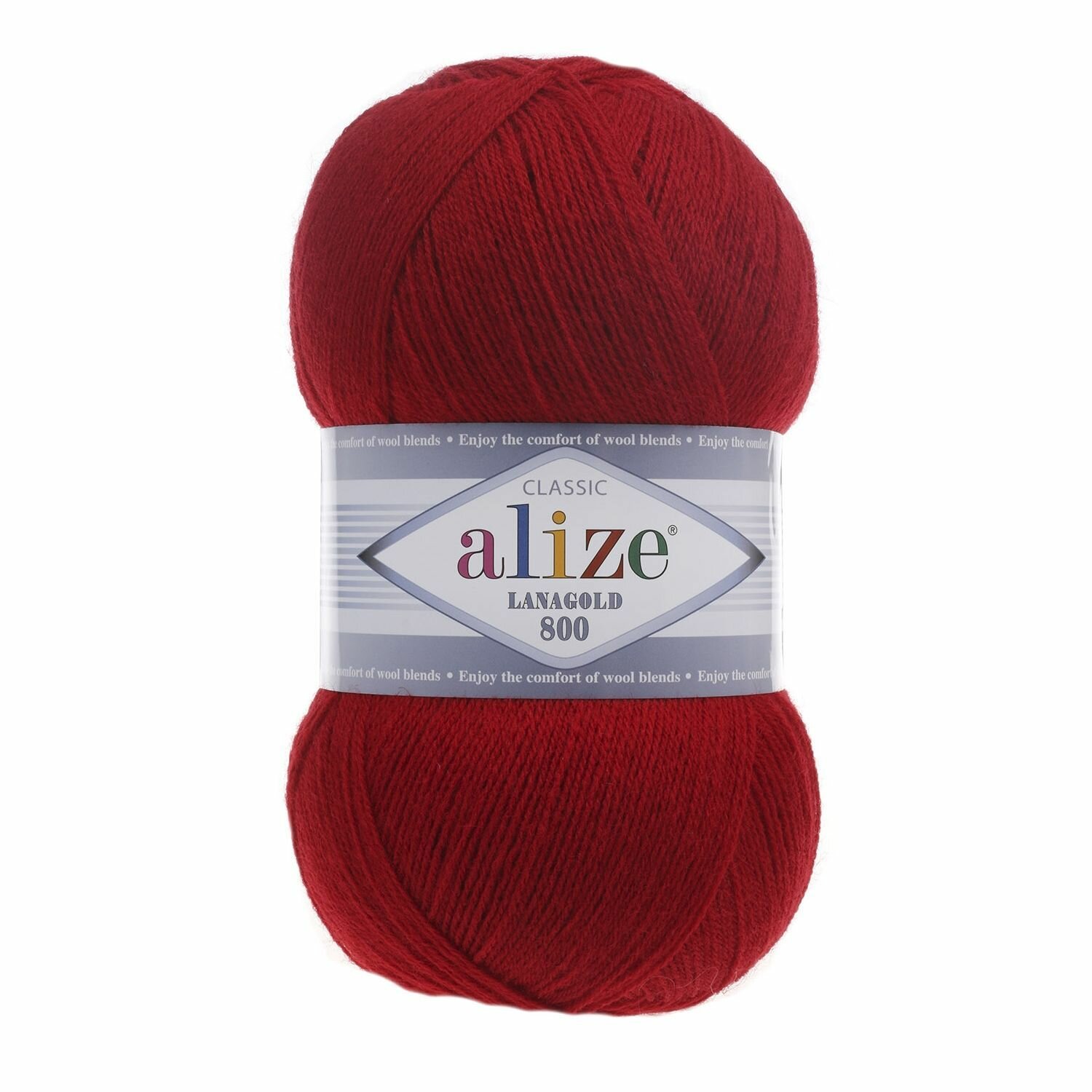 Пряжа ALIZE LANAGOLD 800, красный - 56, 49% шерсть, 51% акрил, 5 мотков, 100 г, 730 м.