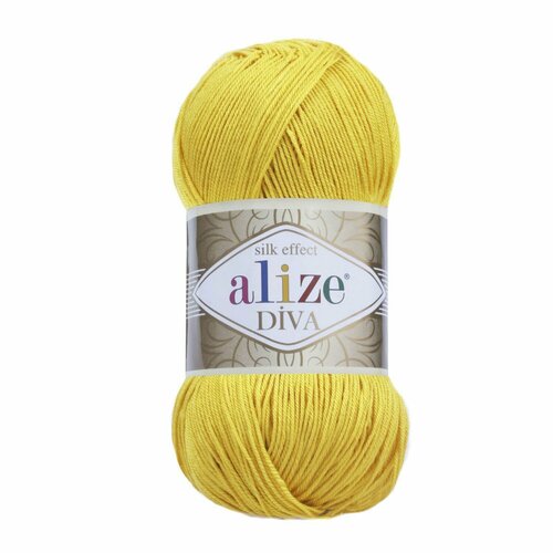Пряжа ALIZE DIVA, желтый 110, 100% микрофибра акрил, 5 мотков, 100 г, 350 м.