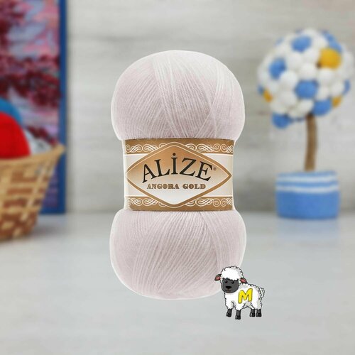 Пряжа ALIZE Angora Gold, белая зима 168, 20% шерсть, 80% акрил, 5 мотков, 100 г, 550 м.