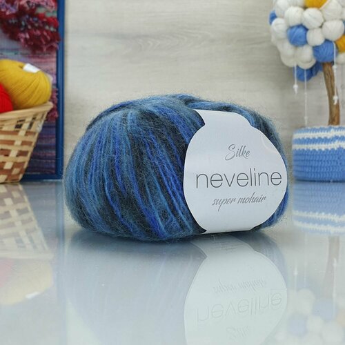 Пряжа SILKE Neveline (Silke), тем. синий принт - 13, 60% мохер, 40% акрил, 2 мотка, 50 г, 150 м.