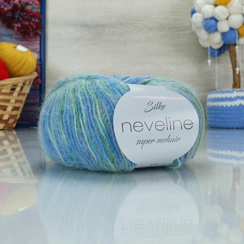 Пряжа SILKE Neveline (Silke), зелено-голубой - 14, 60% мохер, 40% акрил, 2 мотка, 50 г, 150 м.