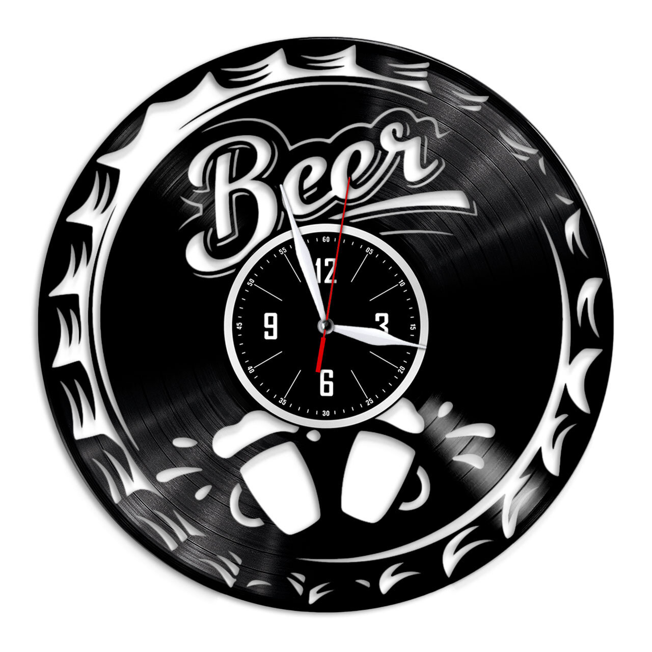 Пиво - настенные часы из виниловой пластинки
