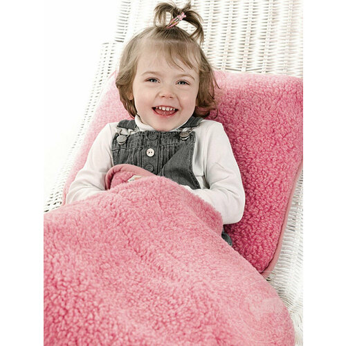 ALWERO / Плед покрывало для дома и дачи на кровать и диван из овечьей шерсти (100x140) розовый
