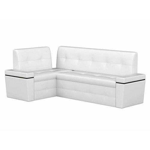 Кухонный диван Токио угловой Белый Экокожа, механизм Дельфин