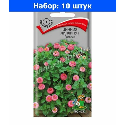 Цинния Лилипут Розовая 0,4г Одн 45см (Поиск) - 10 пачек семян