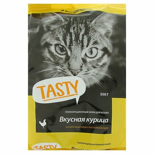 Сухой корм Tasty для взрослых кошек, курица, 350 г (2 шт)