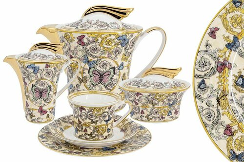 Чайный сервиз Бабочки, 6 персон, 21 предмет (Royal Crown)