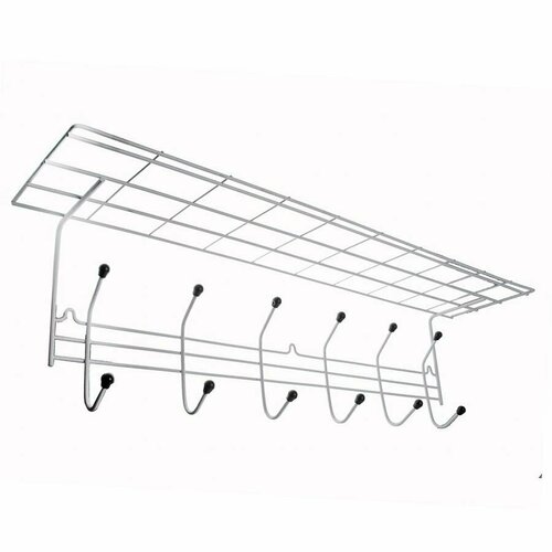 Вешалка для одежды 6 крючков с полкой Алтайский металлист (86*19,5*23,5 см) белая АЛТ-07