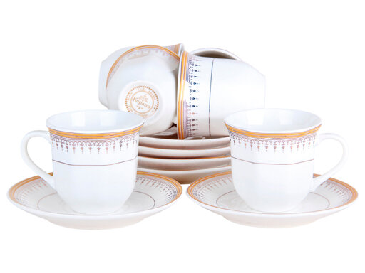 фото Набор кофейный 6/12 ф. ребристая 100мл. п/уп Голден лайн NBJ12-S-G09