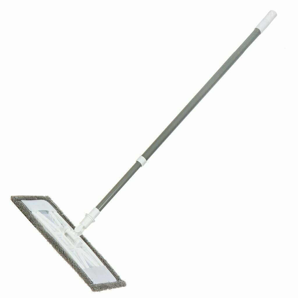 фото Швабра плоская, микрофибра, 120х38х13 см, телескопическая ручка, светло-серая, Марья Искусница, YS-F11B