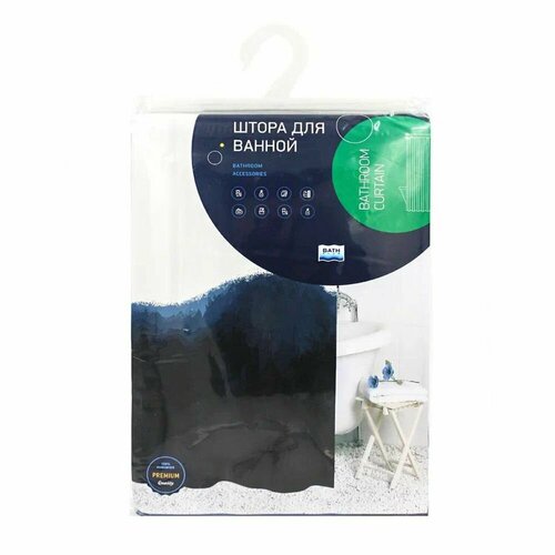 Штора для ванной Bath Plus Blue blotch 180х200 см текстиль бело-синяя