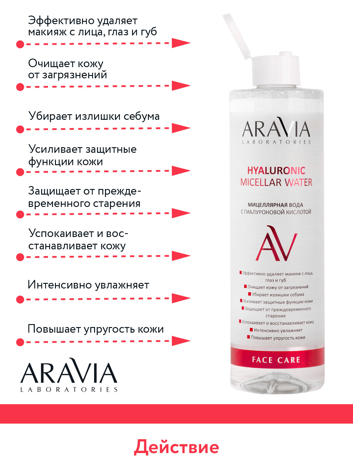 ARAVIA Мицеллярная вода с гиалуроновой кислотой Hyaluronic Micellar Water, 520 мл