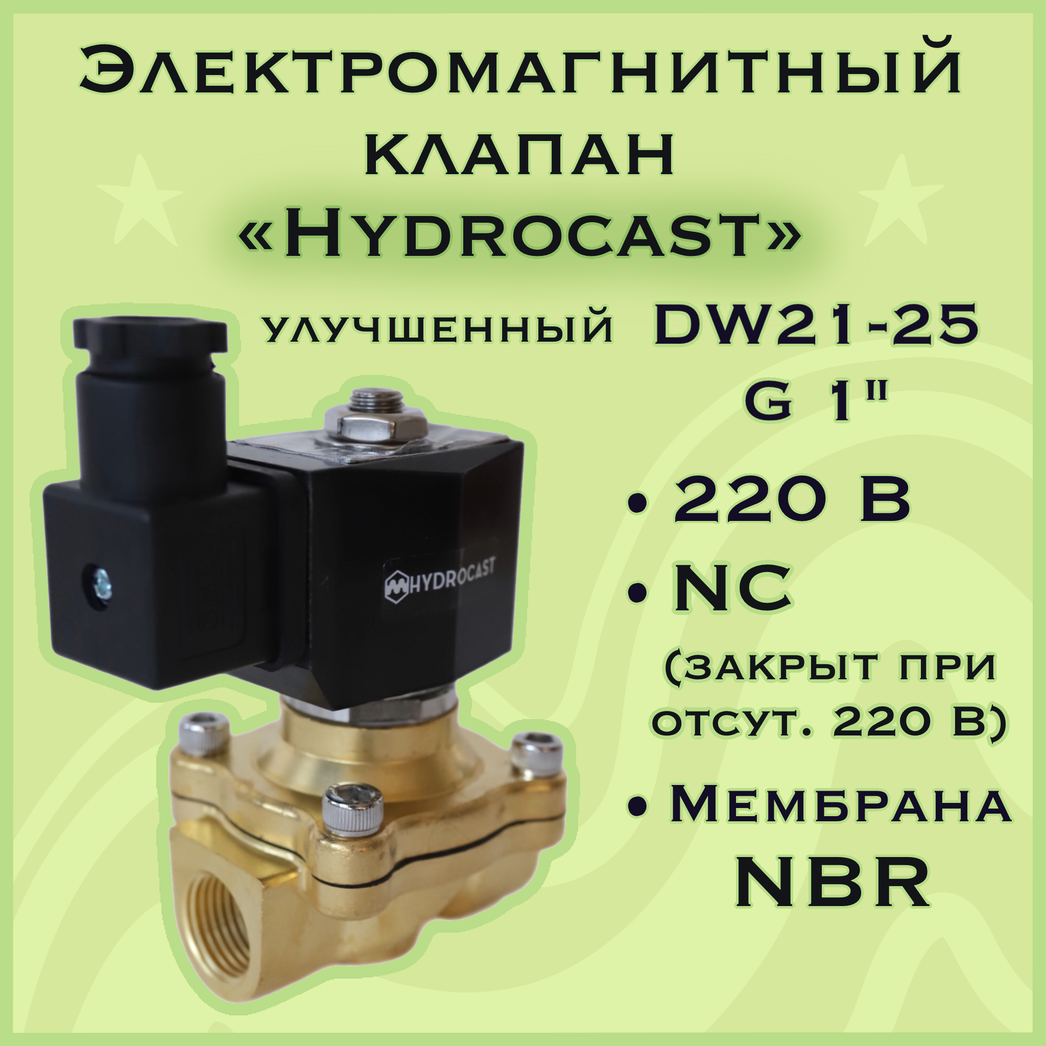 Электромагнитный клапан Hydrocast улучшенный DW21-25 G 1