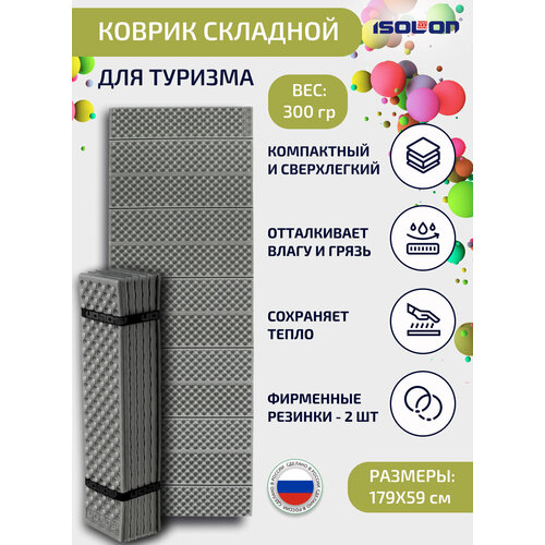 Коврик складной туристический Camping Flex 179х59х1.5 см. серый