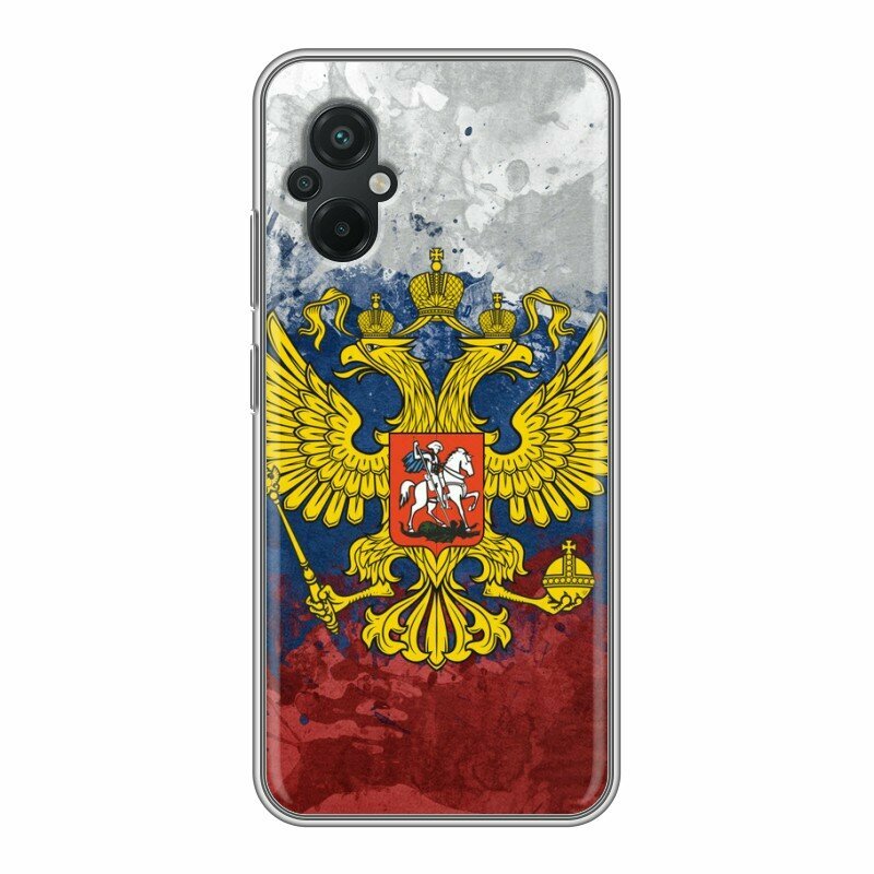Дизайнерский силиконовый чехол для Сяоми Поко М5 / Xiaomi Poco M5 Российский флаг и герб
